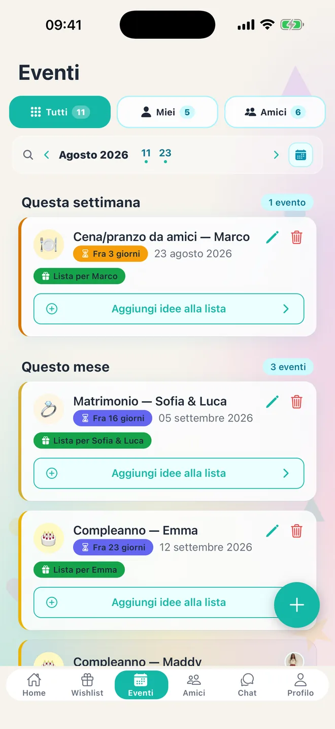 Gli eventi, con il promemoria al momento giusto
